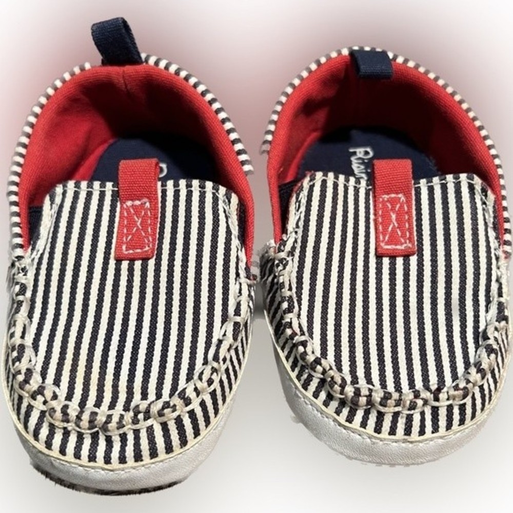 Baby Boy Crib Shoes Size 9-12 Months Striped Black and White